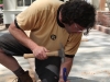 Super handy dude chiseling wood