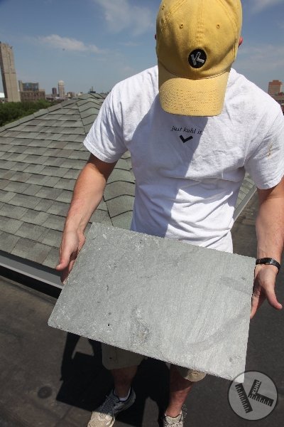 Kuhl Guy Holding Slate Roof Tile (Minneapolis)