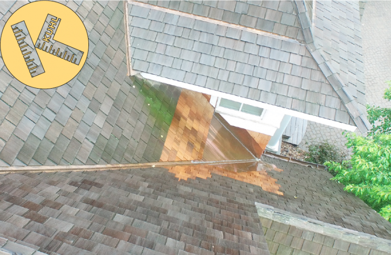 Leak in roof flashing repaired by Kuhl small jobs devision Shorewood.png