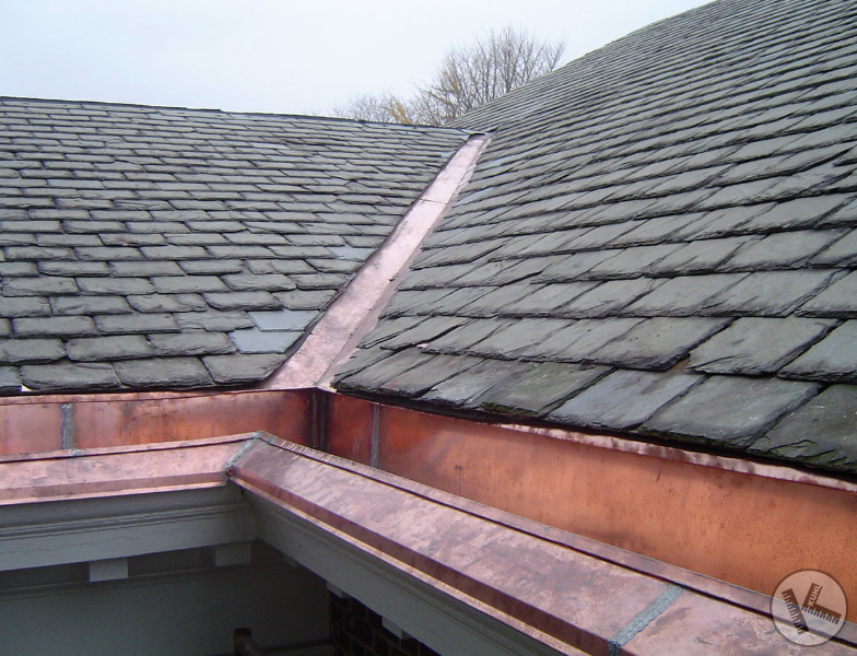 Copper Integral Gutter on Slate Roof