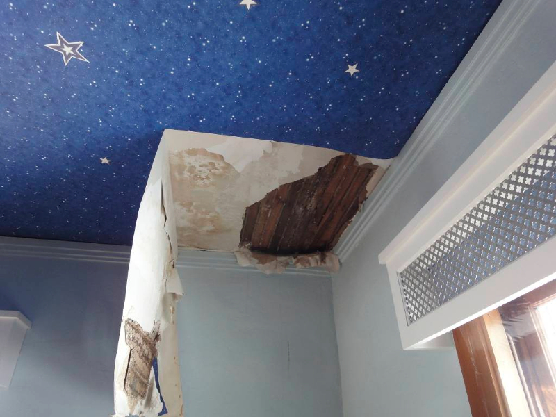 Ceiling damage repair cost in Minneapolis caused by ice dam