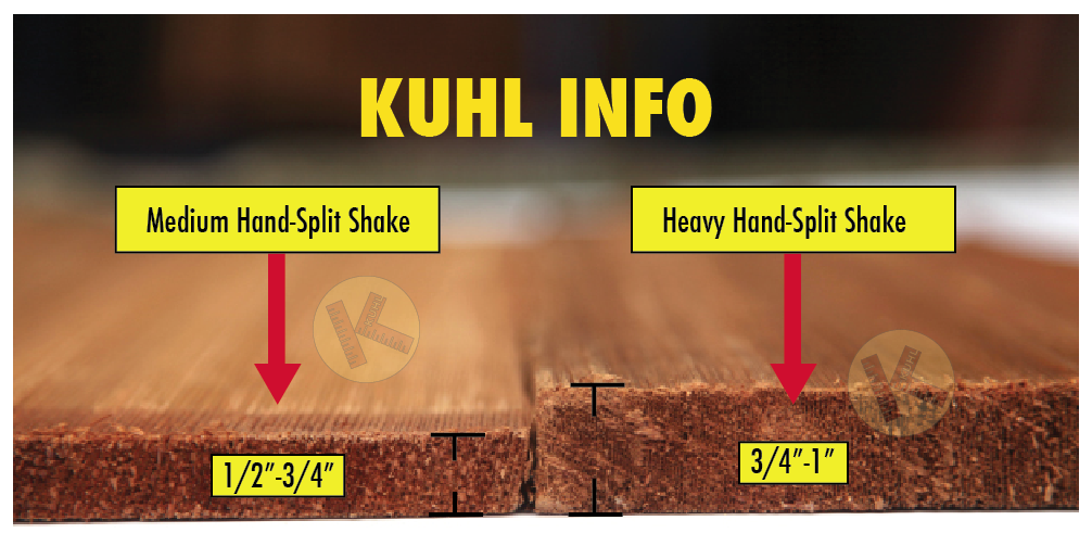 Heavy hand-split 24" wood shake versus Medium hand-split 24" wood shake in Minneapolis - Kuhl's Contracting